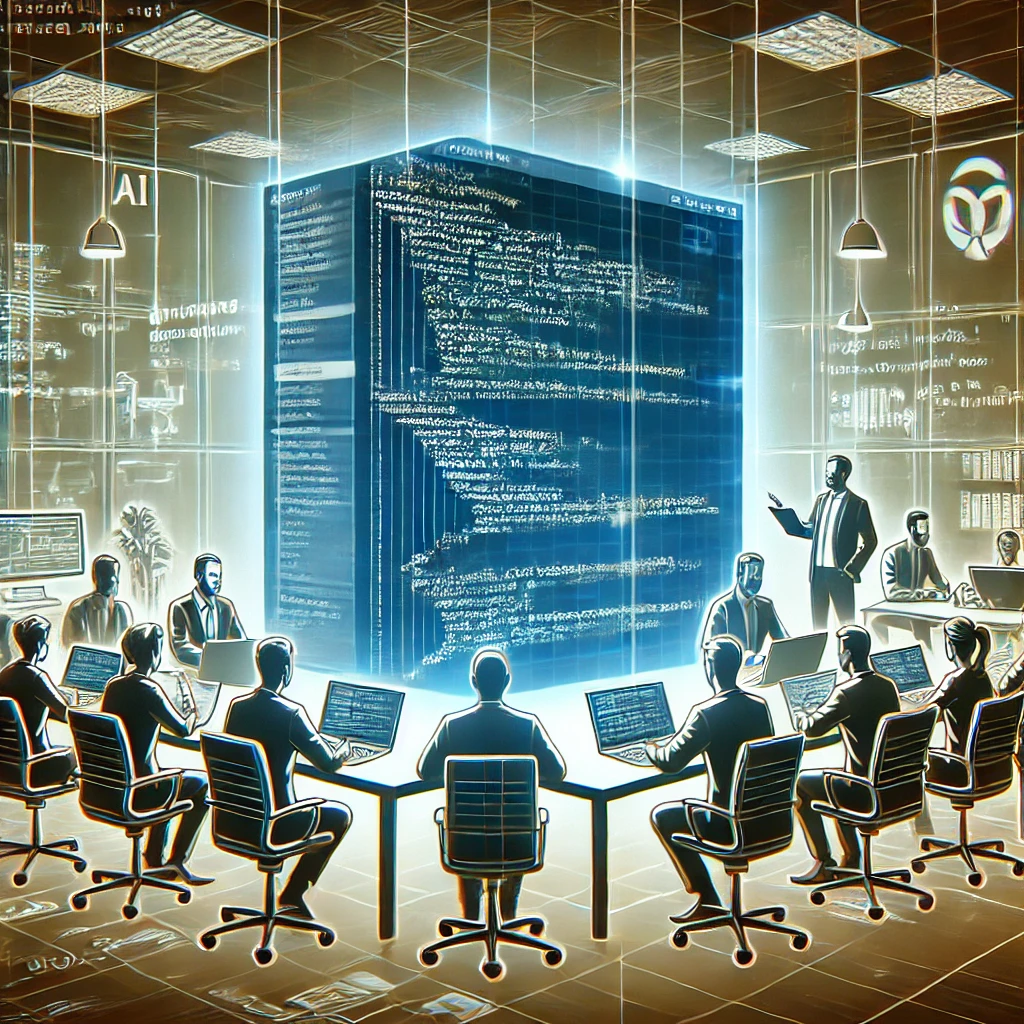 An illustration of a business environment where AI